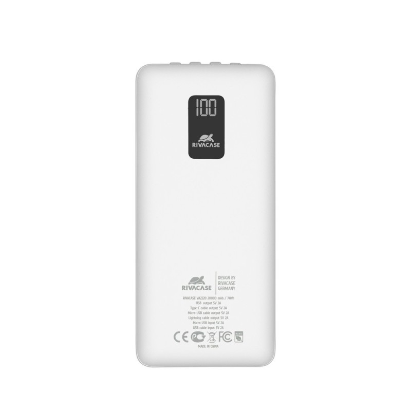 Rivacase VA2220 batteria portatile Polimeri di litio (LiPo) 20000 mAh Bianco