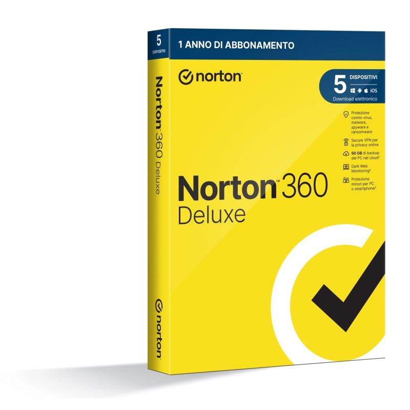 NortonLifeLock Norton 360 Deluxe 2024 | Antivirus per 5 dispositivi | Licenza di 1 anno | Secure VPN e Password Manager | PC,