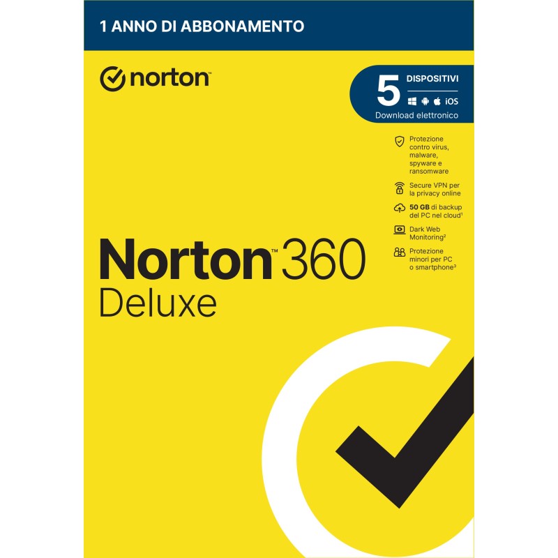 NortonLifeLock Norton 360 Deluxe 2024 | Antivirus per 5 dispositivi | Licenza di 1 anno | Secure VPN e Password Manager | PC,