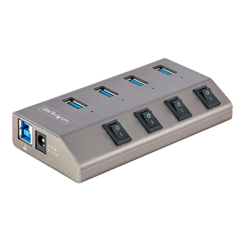 StarTech.com Hub USB-C Autoalimentato a 4 Porte con Interruttori Individuali - Multipresa USB 3.0 5Gbps per Notebook e PC