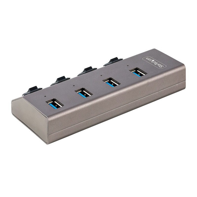 StarTech.com Hub USB-C Autoalimentato a 4 Porte con Interruttori Individuali - Multipresa USB 3.0 5Gbps per Notebook e PC