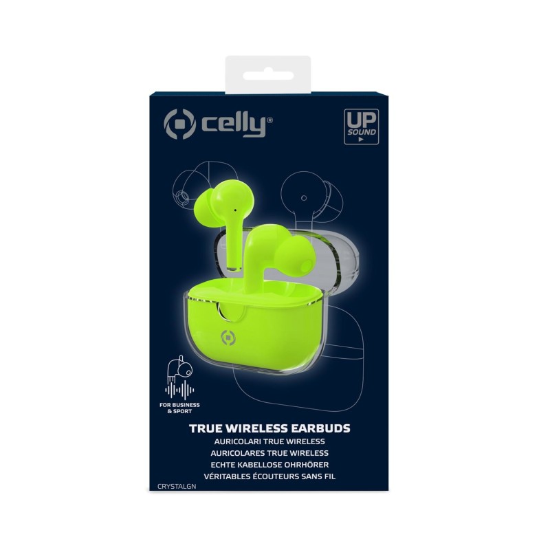 Celly CLEAR Cuffie True Wireless Stereo (TWS) In-ear Musica e Chiamate USB tipo-C Bluetooth Verde