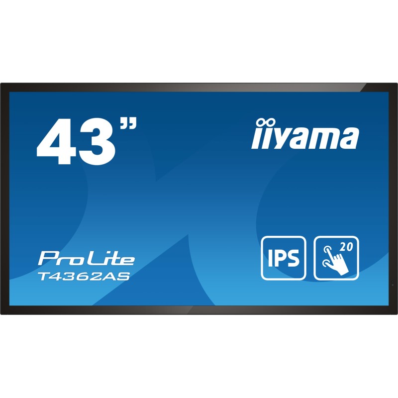 iiyama T4362AS-B1 visualizzatore di messaggi Pannello piatto interattivo 108 cm (42.5") IPS 500 cd m² 4K Ultra HD Nero Touch