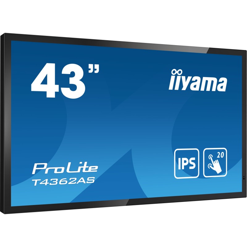 iiyama T4362AS-B1 visualizzatore di messaggi Pannello piatto interattivo 108 cm (42.5") IPS 500 cd m² 4K Ultra HD Nero Touch