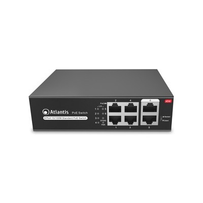 Atlantis Land NetPower F6PoE4 Non gestito Fast Ethernet (10 100) Supporto Power over Ethernet (PoE) Nero
