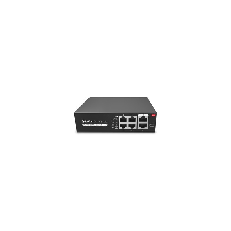 Atlantis Land NetPower F6PoE4 Non gestito Fast Ethernet (10 100) Supporto Power over Ethernet (PoE) Nero