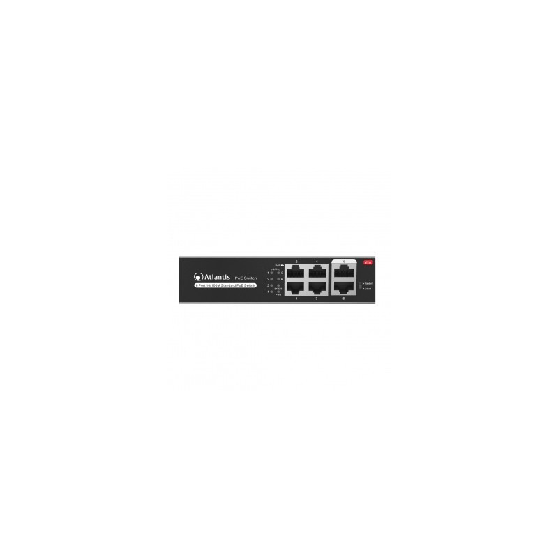 Atlantis Land NetPower F6PoE4 Non gestito Fast Ethernet (10 100) Supporto Power over Ethernet (PoE) Nero