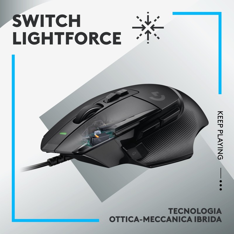 Logitech G G502 X mouse Mano destra USB tipo A Ottico 25600 DPI