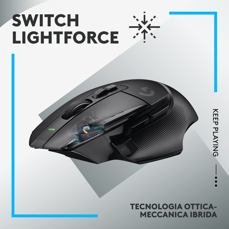 Logitech G G502 X Lightspeed mouse Mano destra RF Wireless Ottico 25600 DPI