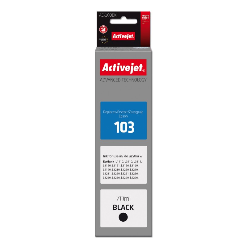 Activejet AE-103Bk cartuccia d'inchiostro 1 pz Compatibile Resa elevata (XL) Nero