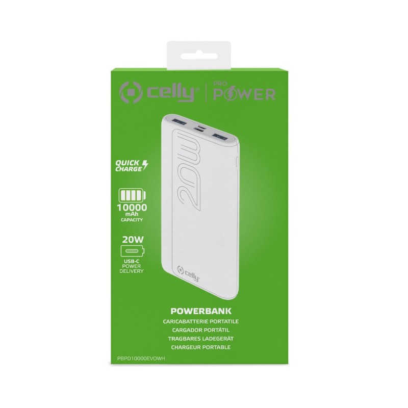 Celly PBPD10000EVOWH batteria portatile 10000 mAh Bianco