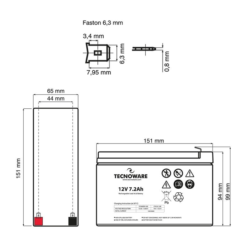 Tecnoware EACPE12V7A2TWP batteria UPS Polimero 12 V 7,2 Ah