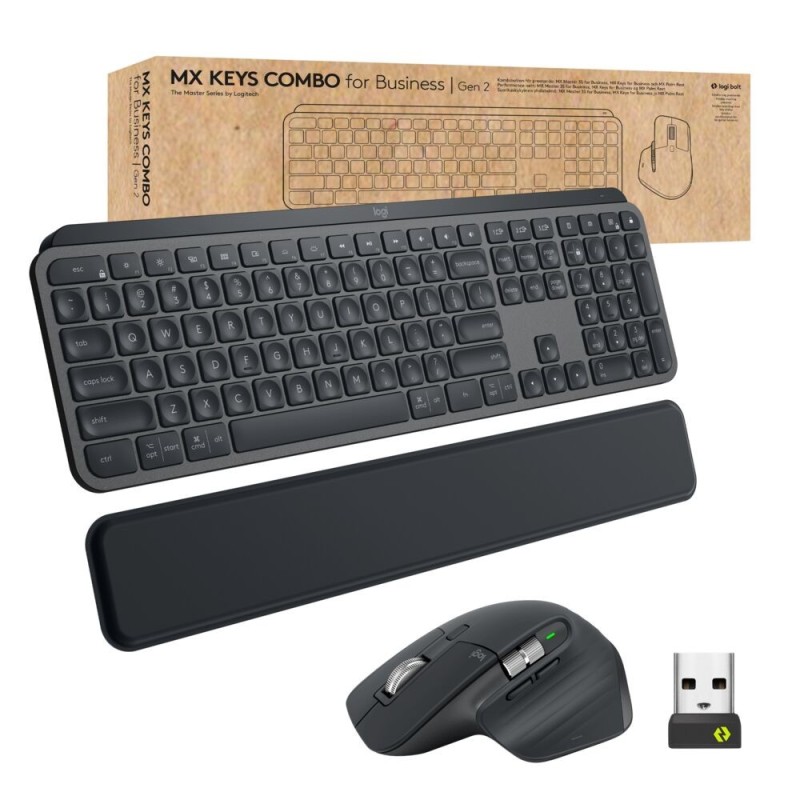 Logitech MX Keys combo for Business Gen 2 tastiera Mouse incluso RF senza fili + Bluetooth QWERTY Italiano Grafite