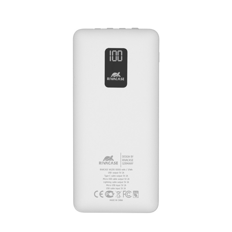 Rivacase VA2210 batteria portatile Polimeri di litio (LiPo) 10000 mAh Bianco