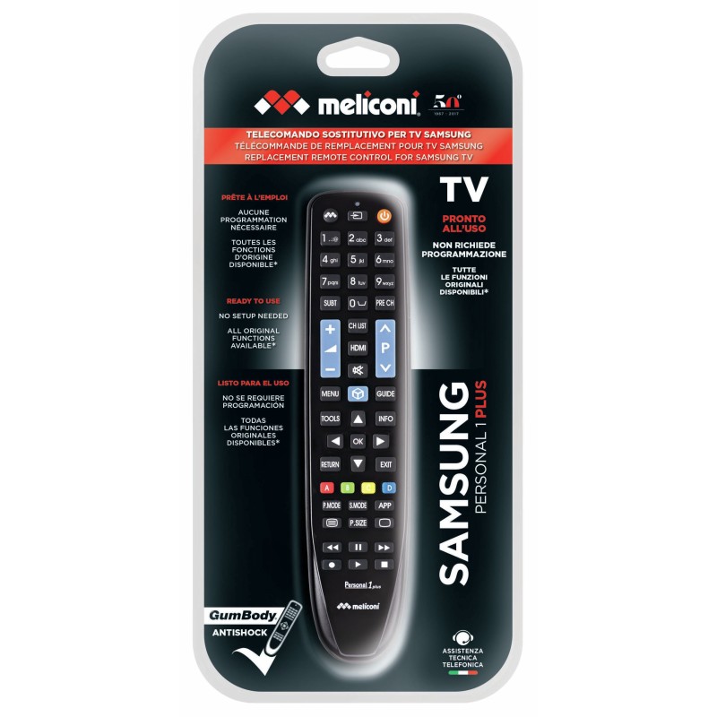 Meliconi Gumbody Personal 1 Plus telecomando IR Wireless TV Pulsanti