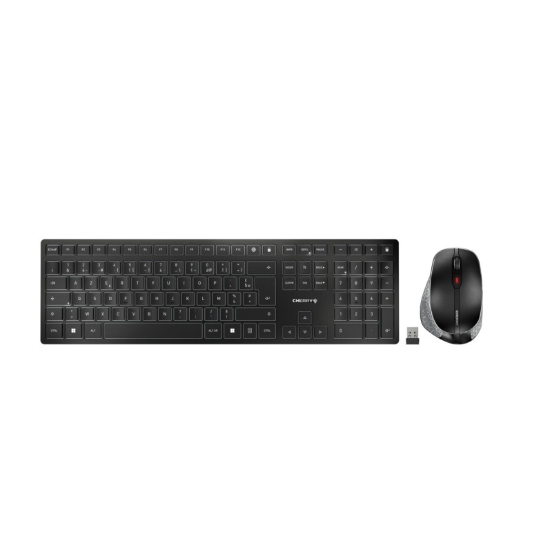 CHERRY DW 9500 SLIM tastiera Mouse incluso RF senza fili + Bluetooth AZERTY Francese Nero, Grigio