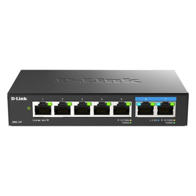 D-Link DMS-107 switch di rete Non gestito Gigabit Ethernet (10 100 1000) Nero
