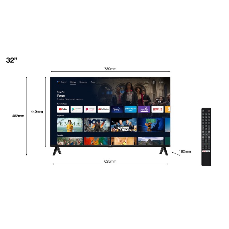 TCL Serie S54 Smart TV Full HD 32" 32S5400AF, HDR 10, Dolby Audio, Multisound, Android TV