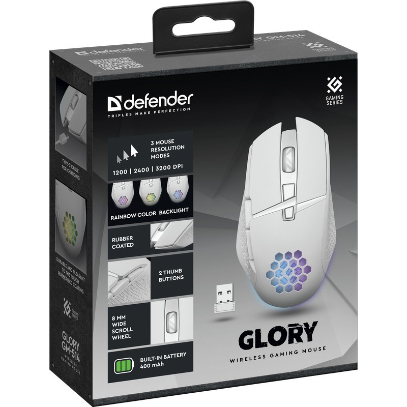 Defender GLORY GM-514 mouse Mano destra RF Wireless Ottico 3200 DPI