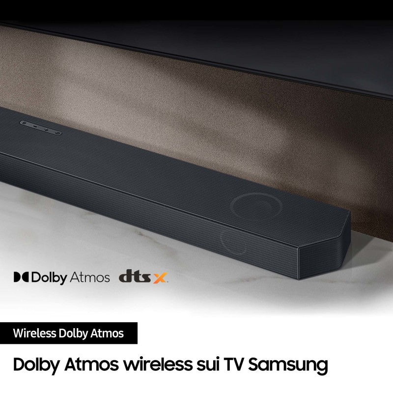 Samsung Soundbar HW-Q700C ZF Serie Q, 9 speaker, Wireless Dolby Atmos, Audio a 3.1.2 canali, Q-Simphony, Compatibile con Alexa