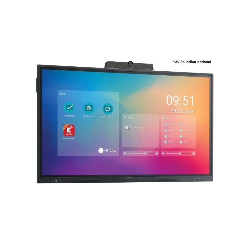 Sharp PN-LC752 Pannello piatto per segnaletica digitale 190,5 cm (75") LCD Wi-Fi 450 cd m² 4K Ultra HD Nero Touch screen