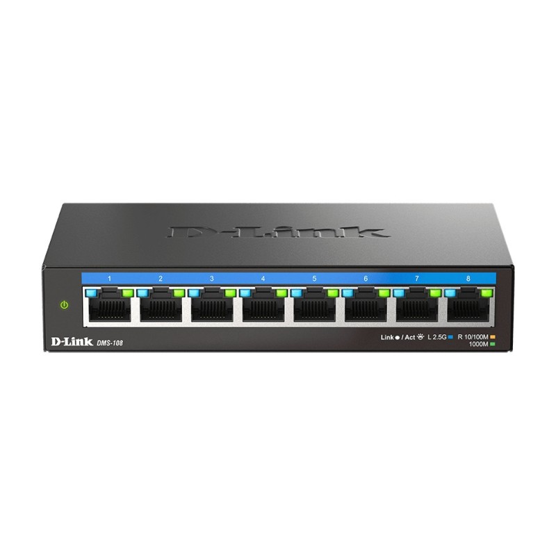 D-Link DMS-108 Non gestito L2 2.5G Ethernet (100 1000 2500) Nero