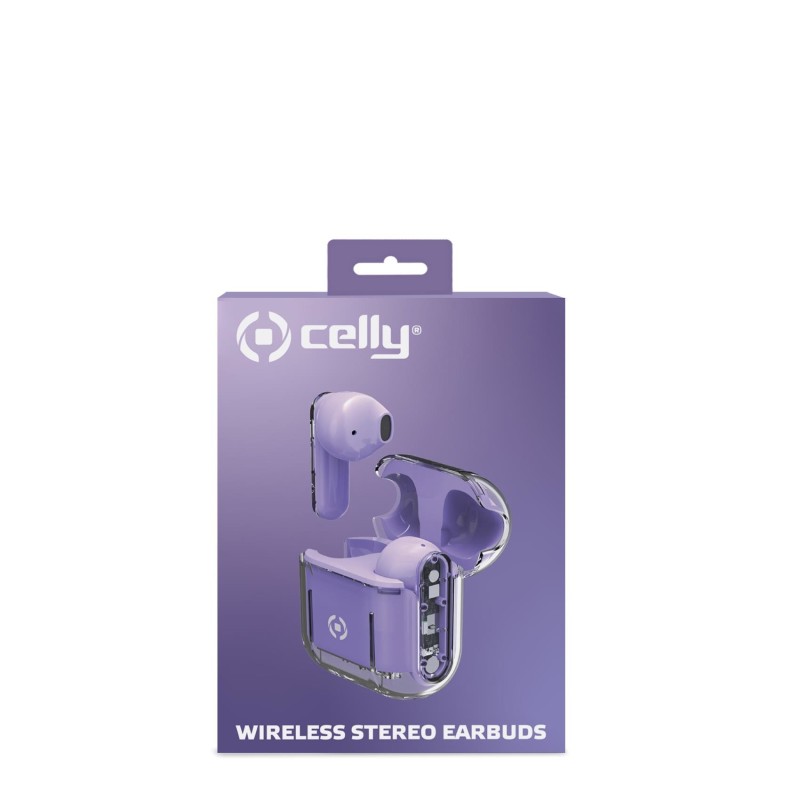 Celly SHEER Auricolare True Wireless Stereo (TWS) In-ear Musica e Chiamate Trasparente, Viola