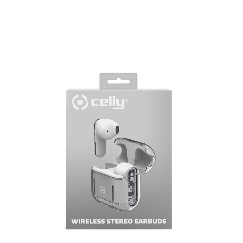 Celly SHEER Auricolare True Wireless Stereo (TWS) In-ear Musica e Chiamate Trasparente, Bianco