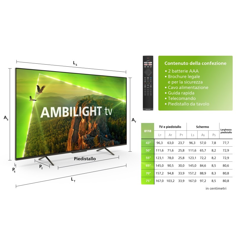 Philips Ambilight TV 8118 43" 4K Ultra HD Dolby Vision e Dolby Atmos Smart TV