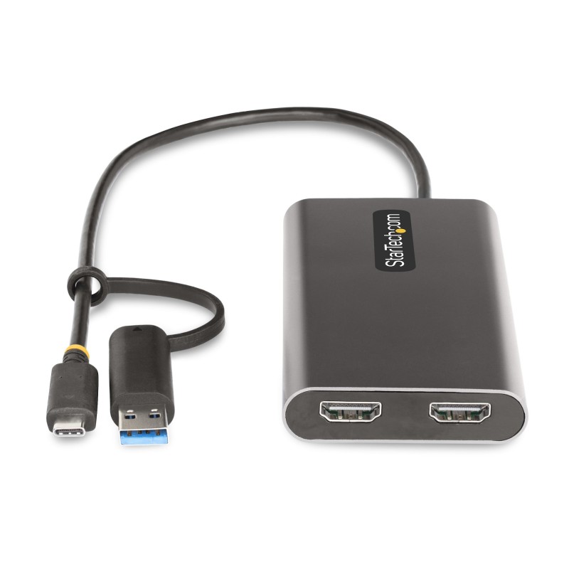 StarTech.com Adattatore da USB-C a HDMI - Convertitore da USB tipo C o A a 2x HDMI per laptop - 4K 60Hz 100W Power Delivery