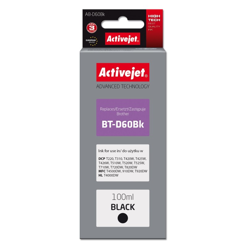 Activejet AB-D60Bk cartuccia d'inchiostro 1 pz Compatibile Resa elevata (XL) Nero