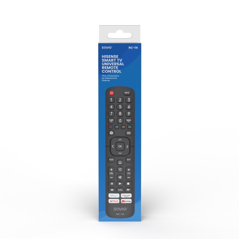 Savio RC-14 Universal remote control replacement for HISENSE SMART TV telecomando IR Wireless TV, Sintonizzatore TV Pulsanti