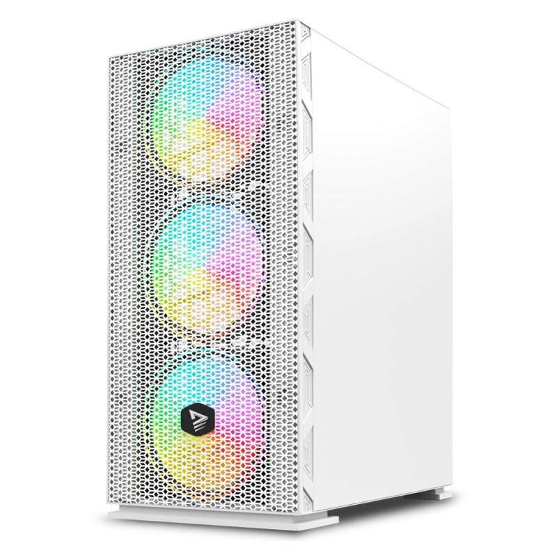 Savio Raptor White X1 ARGB Glass Mesh White Computer Case Midi Tower Bianco