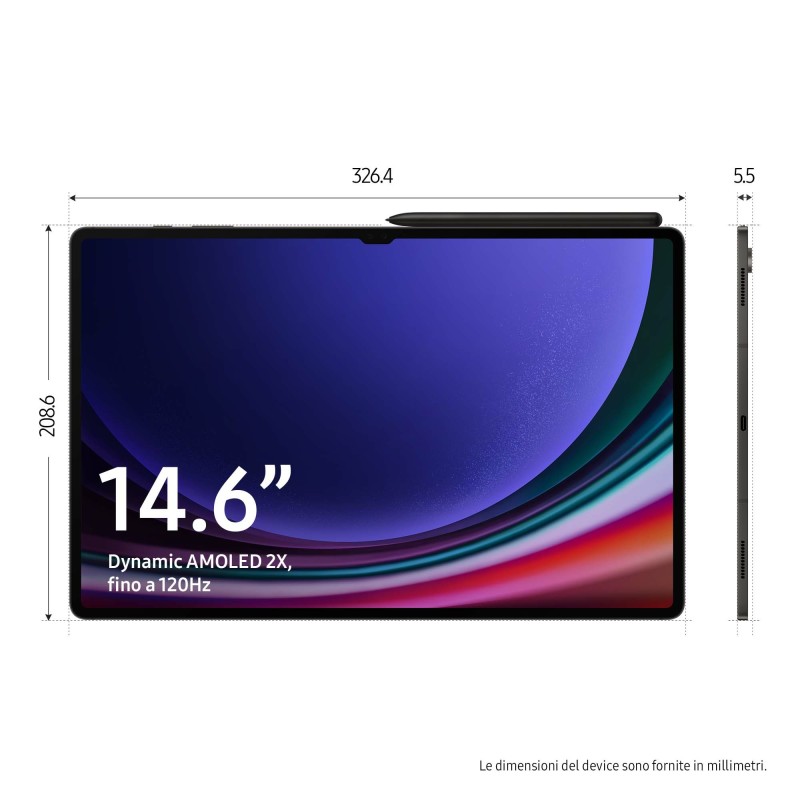 Samsung Galaxy Tab S9 Ultra Tablet AI Android 14.6 Pollici Dynamic AMOLED 2X Wi-Fi RAM 12 GB 256 GB Tablet Android 13 Graphite