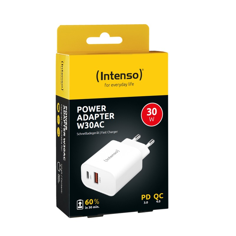 Intenso POWER ADAPTER USB-A USB-C 7803012 Universale Bianco AC Ricarica rapida Interno