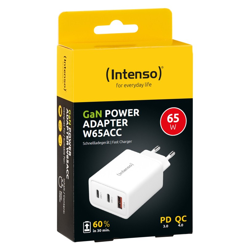 Intenso POWER ADAPTER 1XUSB-A 2XUSB-C 7806512 Universale Bianco AC Ricarica rapida Interno