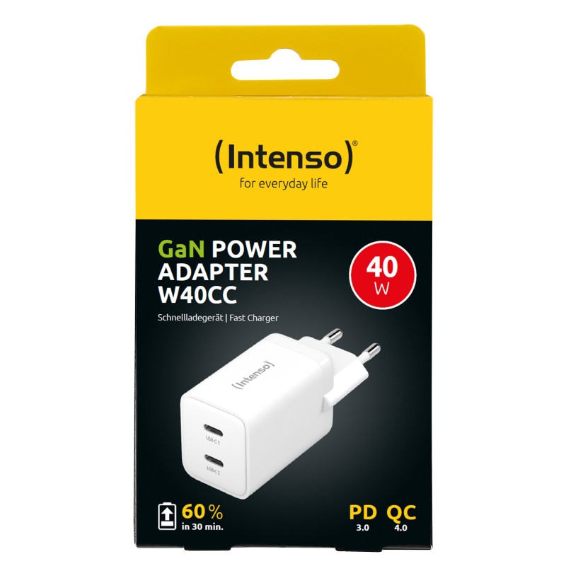 Intenso POWER ADAPTER 2XUSB-C GAN 7804012 Universale Bianco AC Ricarica rapida Interno