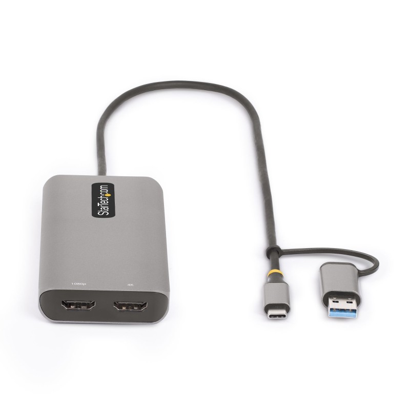 StarTech.com Adattatore multiporta USB-C con dongle USB-C a USB-A, doppio HDMI (4K30Hz 1080p60Hz), Hub USB-A 5Gbps a 3 porte,