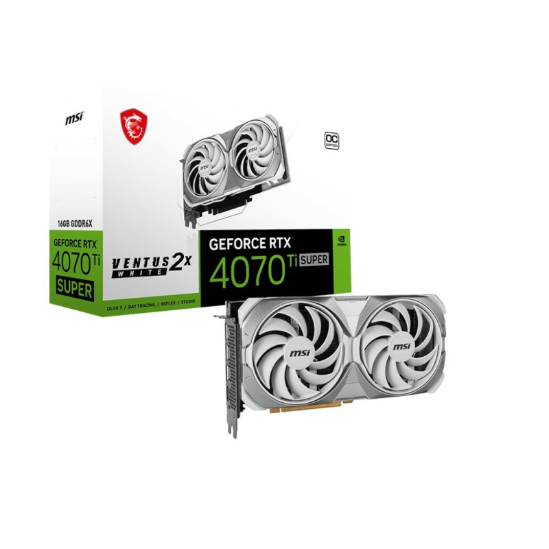 MSI GeForce RTX 4070 Ti SUPER 16G VENTUS 2X WHITE OC NVIDIA 16 GB GDDR6X