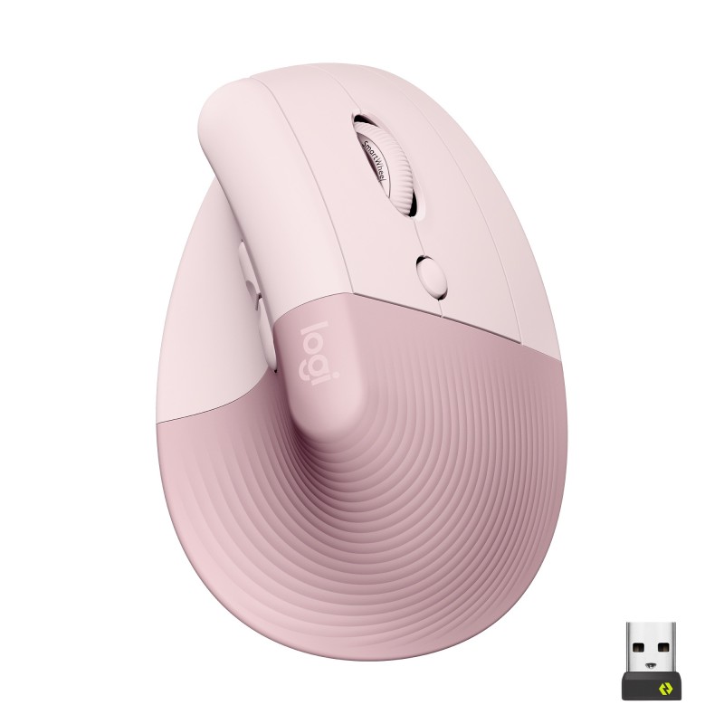 Logitech Lift Mouse Ergonomico Verticale, Senza Fili, Ricevitore Bluetooth o Logi Bolt USB, Clic Silenziosi, 4 Tasti,