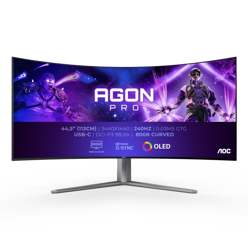 AOC AGON PRO AG456UCZD LED display 114,3 cm (45") 3440 x 1440 Pixel Wide Quad HD OLED Nero