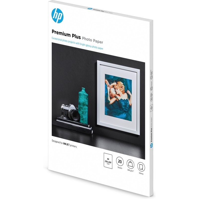 HP Confezione da 20 fogli carta fotografica Premium Plus, lucida A4 210 x 297 mm