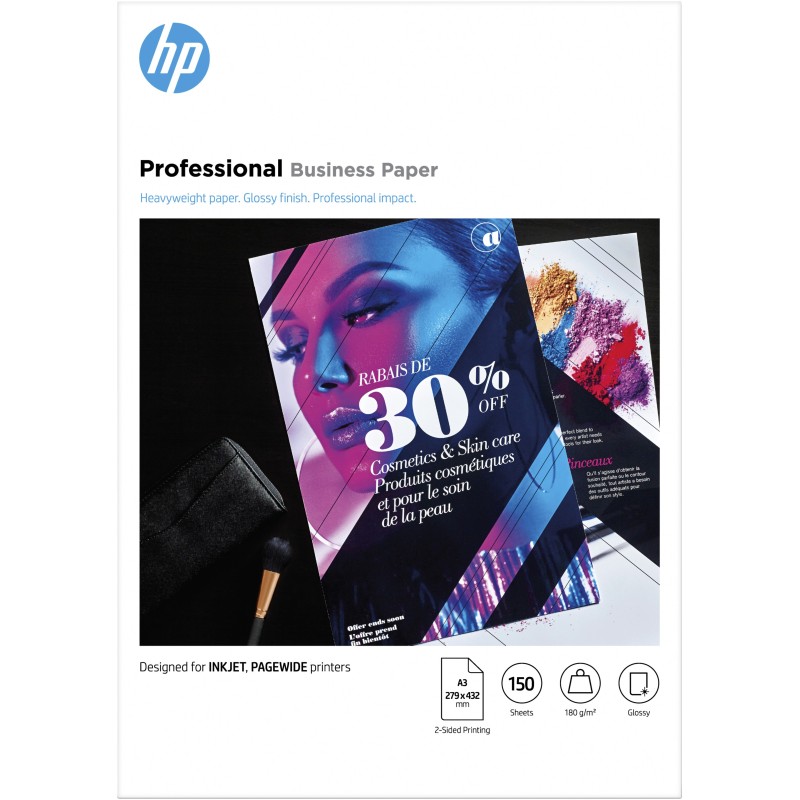 HP Carta lucida Professional Business, 180 g m2, A3 (297 x 420 mm), 150 fogli