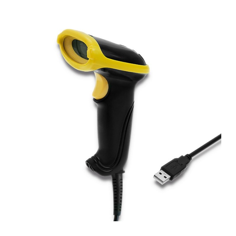 Qoltec 50867 lettore di codici a barre Lettore di codici a barre portatile 1D 2D Laser Nero, Giallo