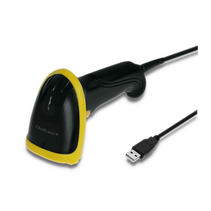 Qoltec 50867 lettore di codici a barre Lettore di codici a barre portatile 1D 2D Laser Nero, Giallo