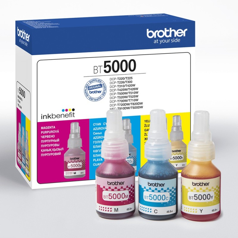 Brother BT5000CLVAL cartuccia d'inchiostro 3 pz Compatibile Ciano, Magenta, Giallo