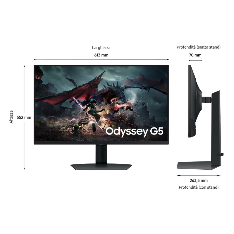 Samsung Monitor Gaming Odyssey G5 - G50D da 27'' QHD Flat