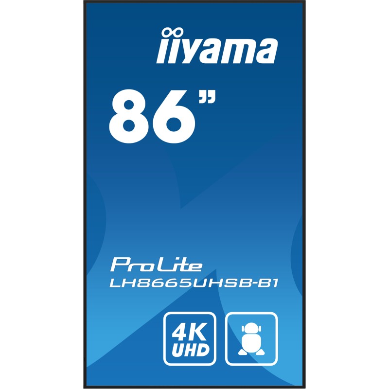 iiyama LH8665UHSB-B1 visualizzatore di messaggi Design chiosco 2,18 m (86") LED Wi-Fi 800 cd m² 4K Ultra HD Nero Processore