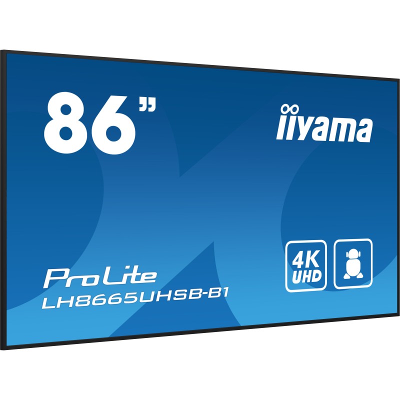 iiyama LH8665UHSB-B1 visualizzatore di messaggi Design chiosco 2,18 m (86") LED Wi-Fi 800 cd m² 4K Ultra HD Nero Processore