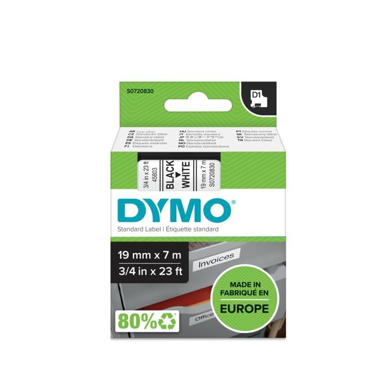 DYMO D1 - Standard Etichette - Nero su bianco - 19mm x 7m